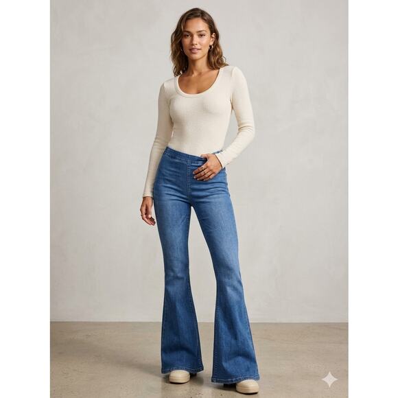 Free People (We The Free) Denim - Free People We The Free Just Float On Flare Bell Bottom Jeans Blue - Size 28 EUC